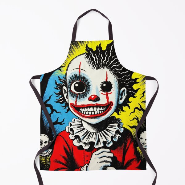 Item preview, Creepy Cute Clown Child with a Scary Wide Smile – Spooky Cute Grunge Art designed and sold by QQQueen.