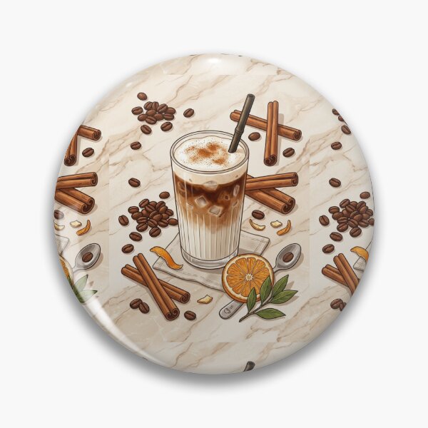 Item preview, Iced Cinnamon Orange Latte Coffee Bean Illustration designed and sold by Artemis & Woven Collective.