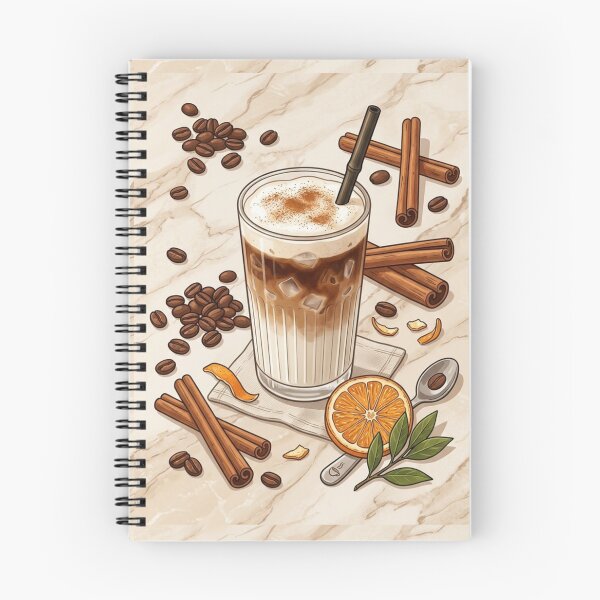 Item preview, Iced Cinnamon Orange Latte Coffee Bean Illustration designed and sold by Artemis & Woven Collective.