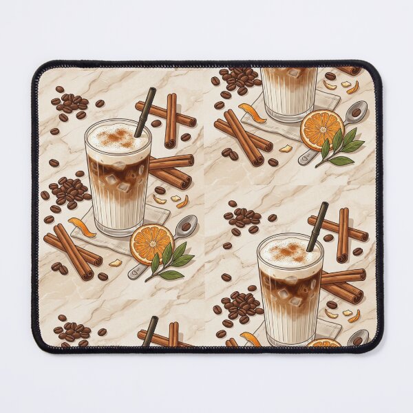 Item preview, Iced Cinnamon Orange Latte Coffee Bean Illustration designed and sold by Artemis & Woven Collective.