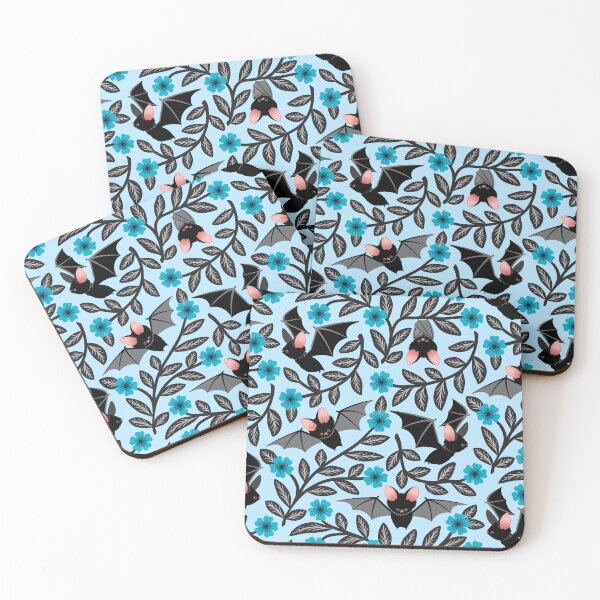 Item preview, Bats and flowers in blue designed and sold by Jennifer Ladd.