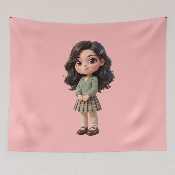 Item preview, Cute Preppy Chibi Girl Light Academia Aesthetic designed and sold by taogiauco.