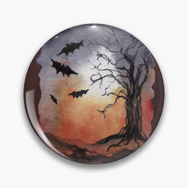 Item preview, Gothic Bat Watercolour: Flying Bats and Haunted Tree designed and sold by ArithraStudio.