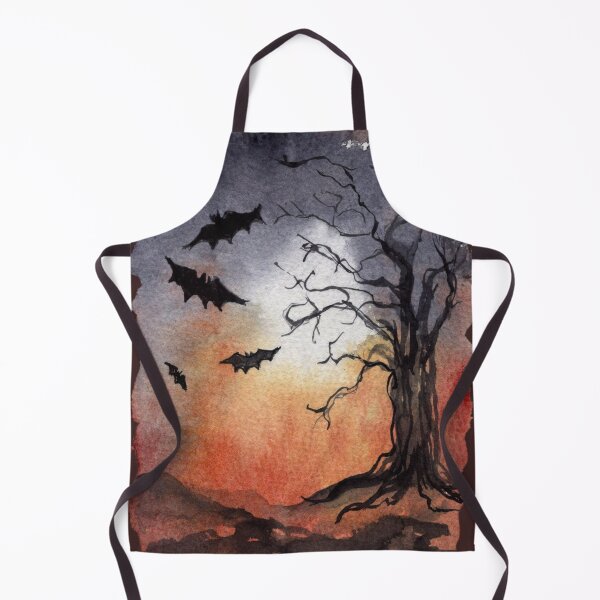Item preview, Gothic Bat Watercolour: Flying Bats and Haunted Tree designed and sold by ArithraStudio.