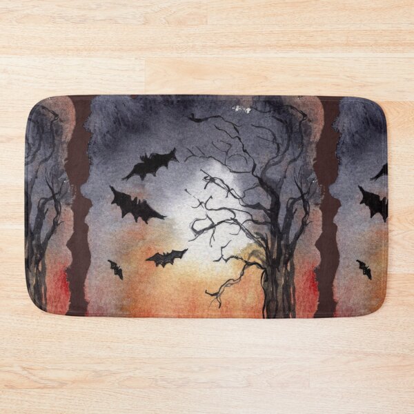 Item preview, Gothic Bat Watercolour: Flying Bats and Haunted Tree designed and sold by ArithraStudio.