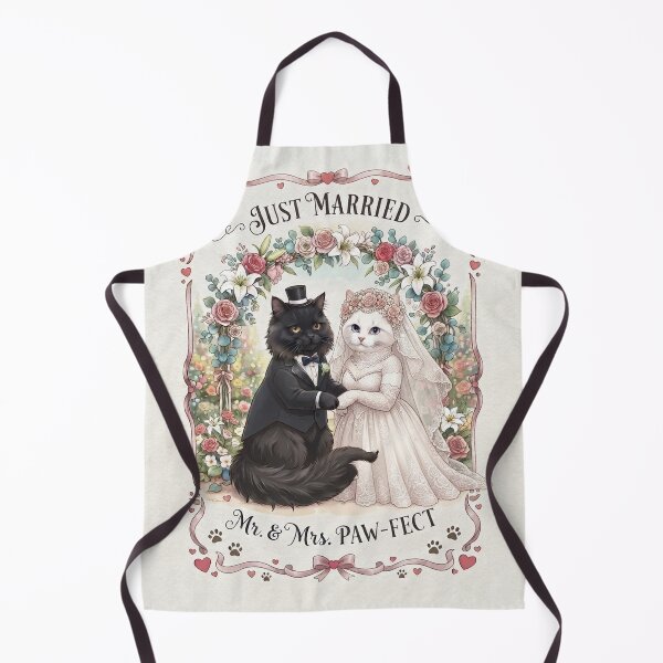 Item preview, Just Married Cute Wedding Cats - Mr. & Mrs. Paw-fect Romantic Illustration designed and sold by PetalsPaws.