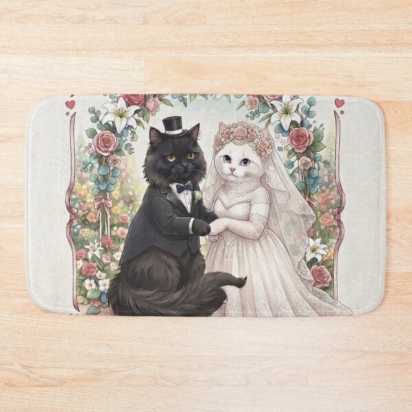 Item preview, Just Married Cute Wedding Cats - Mr. & Mrs. Paw-fect Romantic Illustration designed and sold by PetalsPaws.