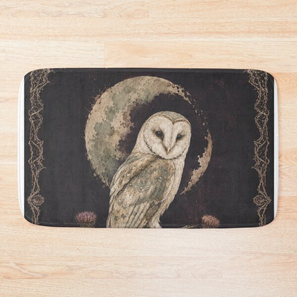 Item preview, Moonlit Barn Owl Among Thistles – Gothic Gouache designed and sold by Noctifolia Field Journal.