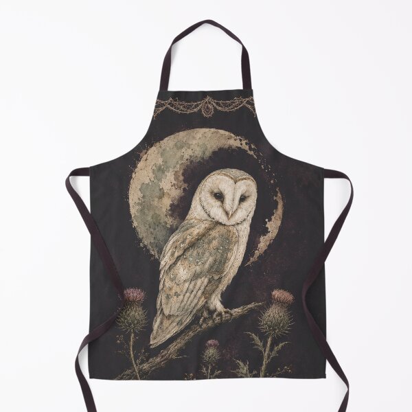 Item preview, Moonlit Barn Owl Among Thistles – Gothic Gouache designed and sold by Noctifolia Field Journal.