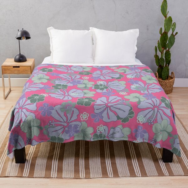 Item preview, Vintage Pua Aloalo - Blue on Pink designed and sold by Hānau Hou.