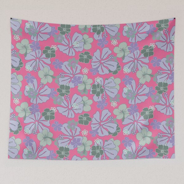Item preview, Vintage Pua Aloalo - Blue on Pink designed and sold by Hānau Hou.