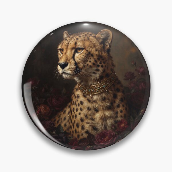 Item preview, Noble Cheetah with Gold Turquoise Choker designed and sold by Real Beast Art.