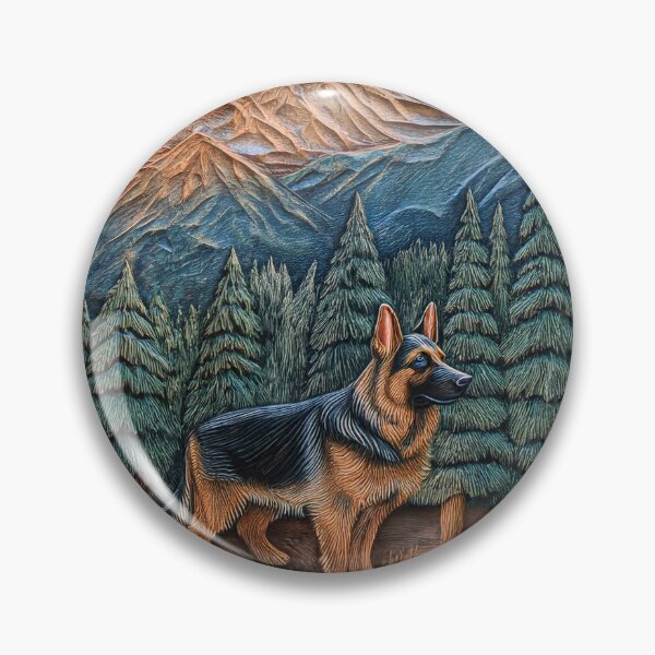 Item preview, German Shepherd Dog Woodcut – Rustic Mountain Landscape Art designed and sold by MargaretWiktor.
