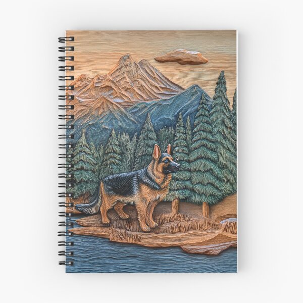 Item preview, German Shepherd Dog Woodcut – Rustic Mountain Landscape Art designed and sold by MargaretWiktor.