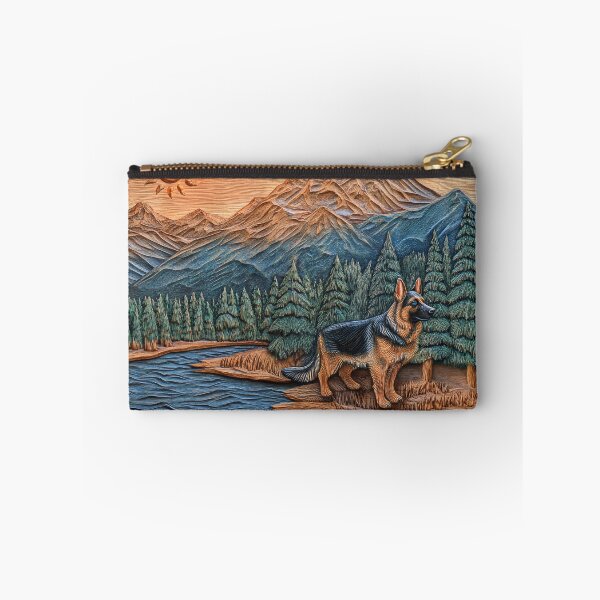 Item preview, German Shepherd Dog Woodcut – Rustic Mountain Landscape Art designed and sold by MargaretWiktor.