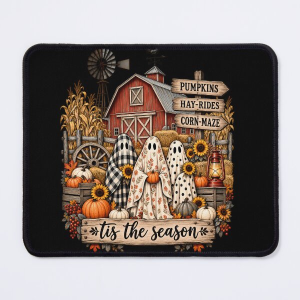 Item preview, Vintage Halloween Farm Ghosts 'Tis the Season Autumn Harvest designed and sold by ArcaneArtistry.