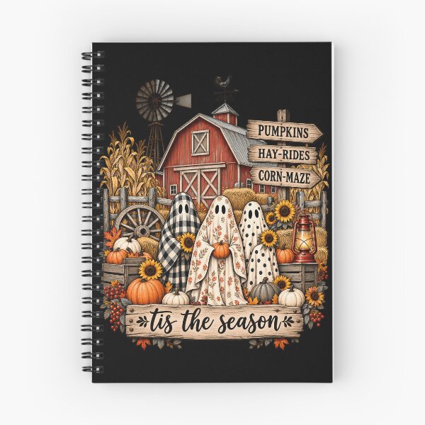 Item preview, Vintage Halloween Farm Ghosts 'Tis the Season Autumn Harvest designed and sold by ArcaneArtistry.