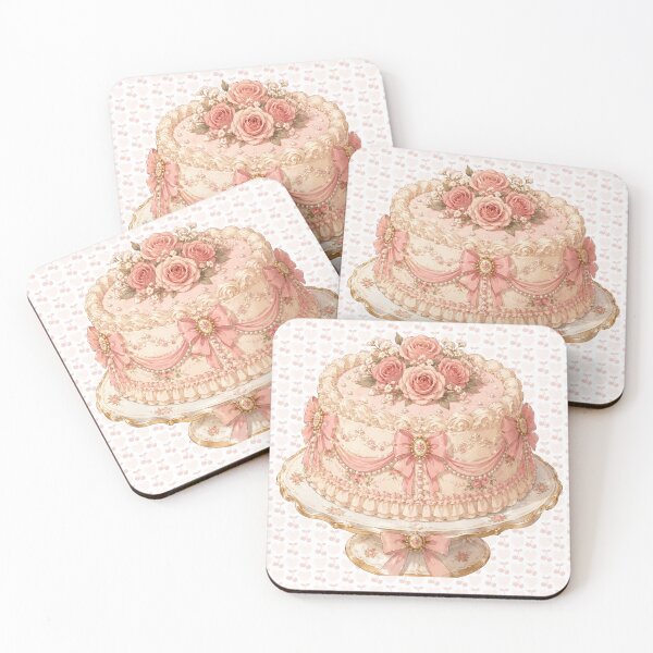 Item preview, Vintage Coquette Pink Ribbon Cake Roses Pearls Aesthetic designed and sold by Artemis & Woven Collective.