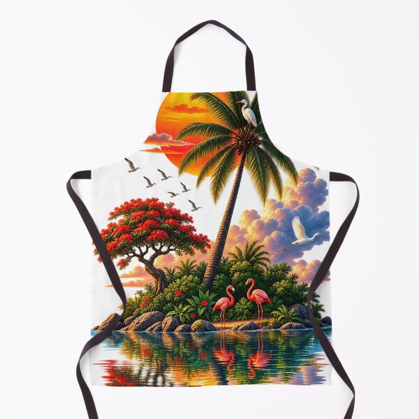Item preview, Tropical Island Sunset and Flamingos Wilderness Art designed and sold by FutureGarb.
