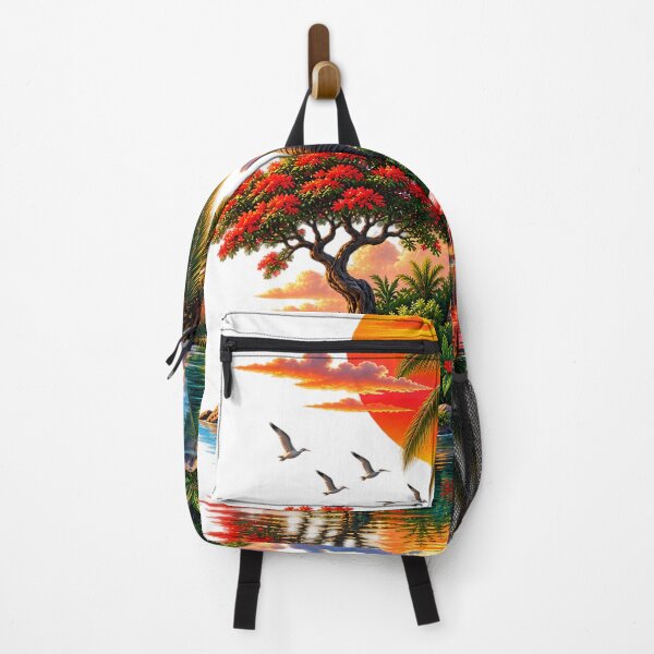 Item preview, Tropical Island Sunset and Flamingos Wilderness Art designed and sold by FutureGarb.