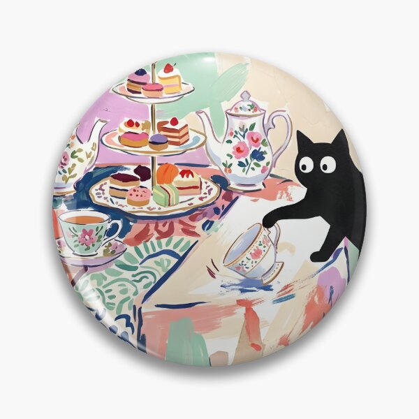 Item preview, Black Cat Knocking Teacup Off Table Matisse Style Wall Art designed and sold by DuckOddity.