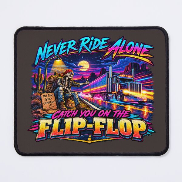 Item preview, Never Ride Alone - Skeleton Hitchhiker Trucker Art - Catch You On The Flip-Flop designed and sold by NomadForge.