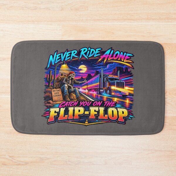 Item preview, Never Ride Alone - Skeleton Hitchhiker Trucker Art - Catch You On The Flip-Flop designed and sold by NomadForge.