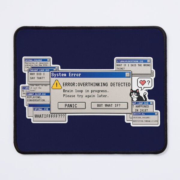 Item preview, Retro Windows 95 Error Pop-Up - Overthinking Cat Sticker designed and sold by UnripeAlmond.