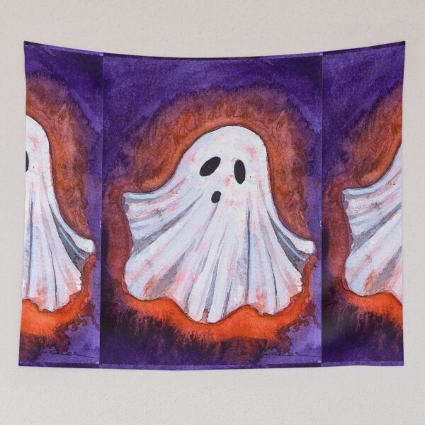 Item preview, Spooky Watercolour Ghost: Purple and Orange Halloween Art designed and sold by ArithraStudio.