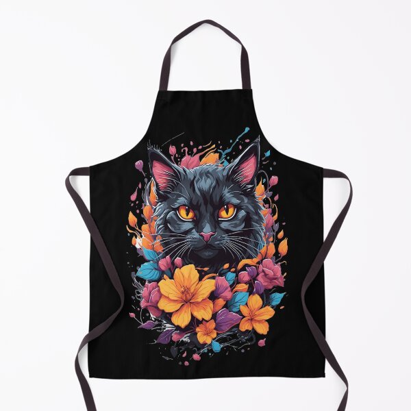 Item preview, Black Cat with Colorful Flowers – Vibrant Floral Cat Clipart, Digital Download for T-Shirts & Mugs, Mystic Cat Graphic, Orange Eyes designed and sold by SimStyle009.