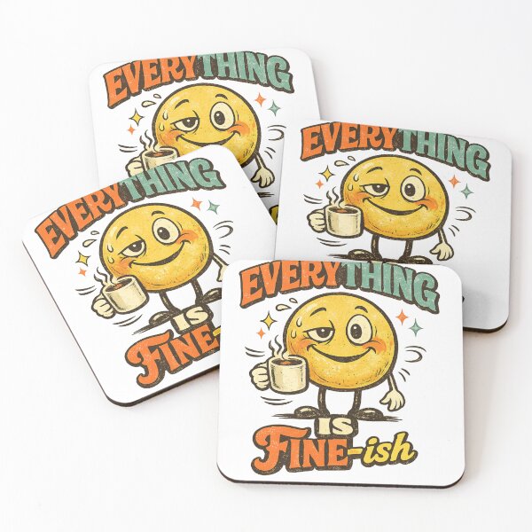 Item preview, Everything Is Fine-ish Retro Smiley Coffee Shirt designed and sold by Golden Era Studio.