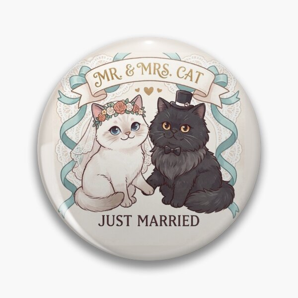 Item preview, Mr. & Mrs. Cat Just Married Cute Wedding Illustration designed and sold by PetalsPaws.