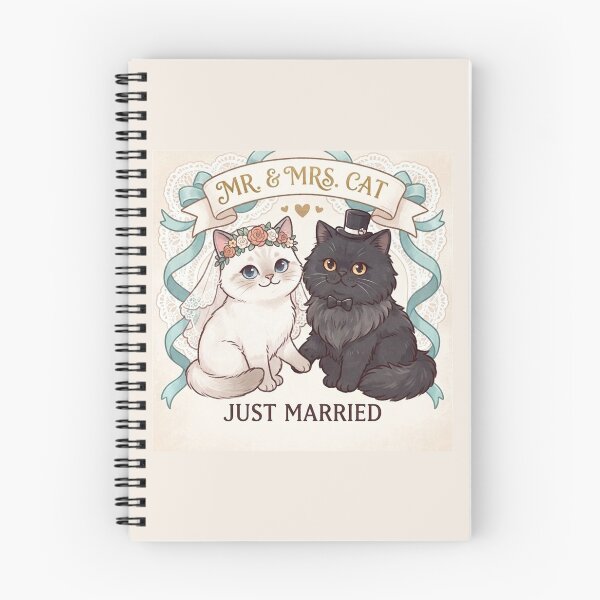 Item preview, Mr. & Mrs. Cat Just Married Cute Wedding Illustration designed and sold by PetalsPaws.