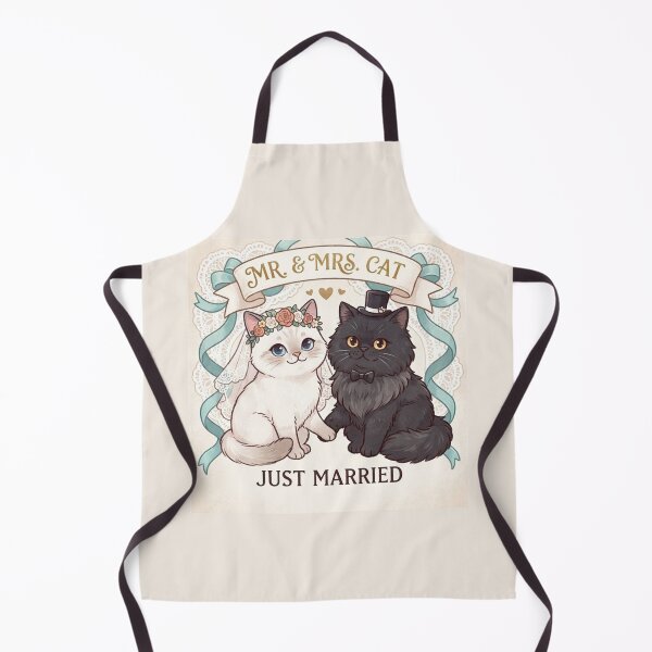 Item preview, Mr. & Mrs. Cat Just Married Cute Wedding Illustration designed and sold by PetalsPaws.