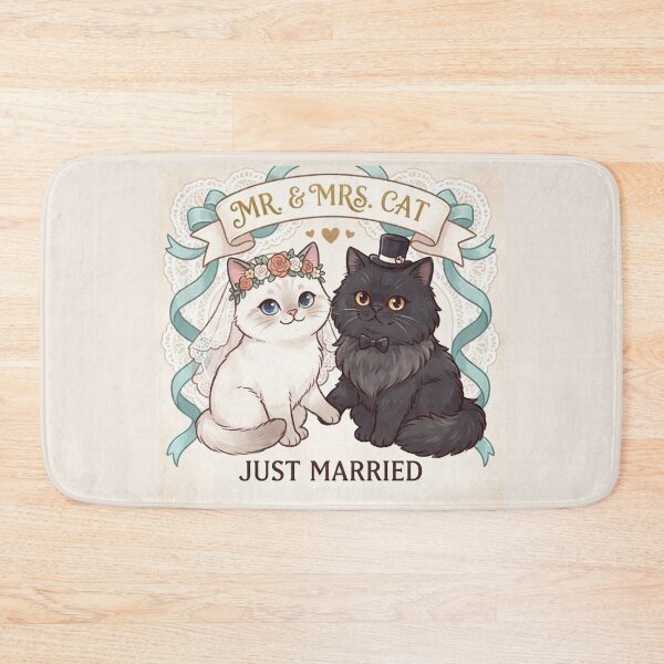 Item preview, Mr. & Mrs. Cat Just Married Cute Wedding Illustration designed and sold by PetalsPaws.