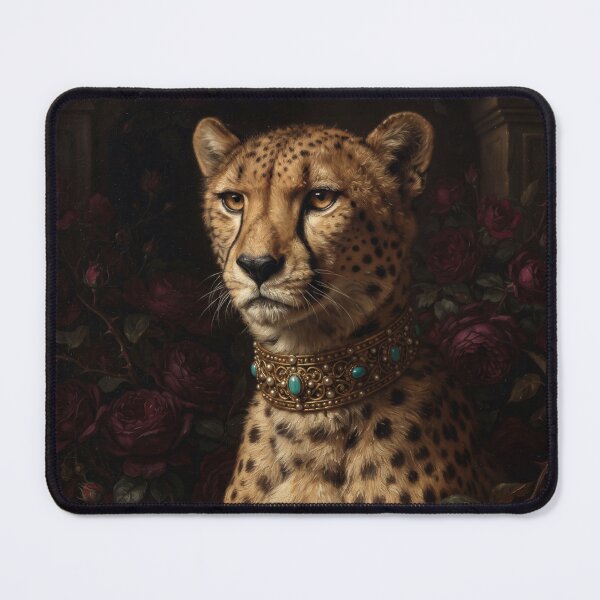 Item preview, Noble Cheetah Portrait with Gold Turquoise Choker designed and sold by Real Beast Art.