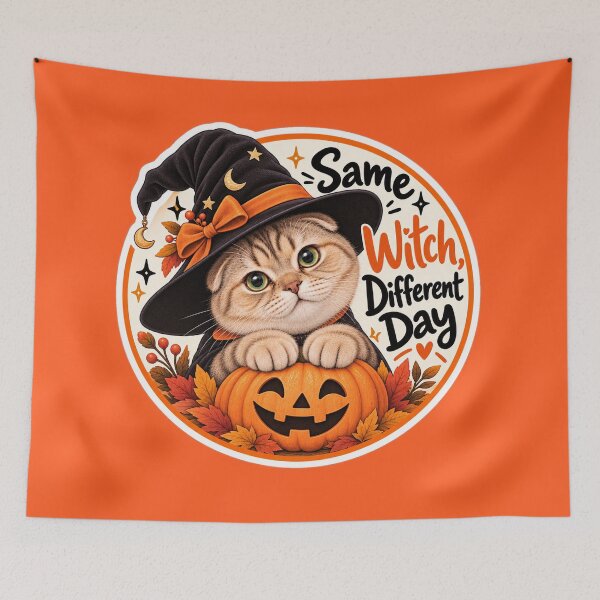 Item preview, Same Witch, Different Day – Funny Halloween Cat Meme designed and sold by NoodlesTheCat.