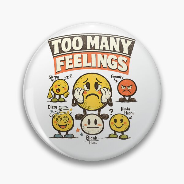 Item preview, Too Many Feelings Retro Emoticon Graphic Tee designed and sold by Golden Era Studio.