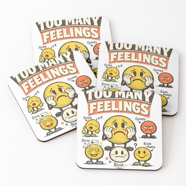 Item preview, Too Many Feelings Retro Emoticon Graphic Tee designed and sold by Golden Era Studio.