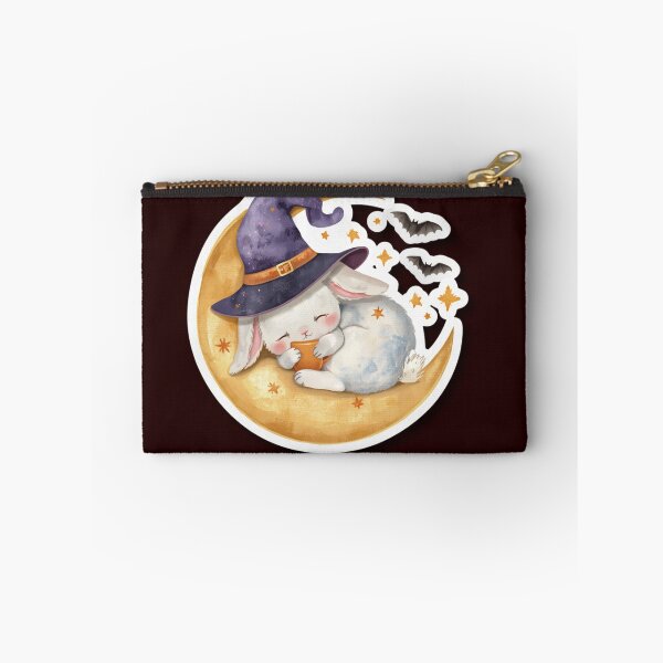 Item preview, Cozy Witch Bunny on Moon – Cute Halloween Kawaii Sticker designed and sold by Busybeesfinds.