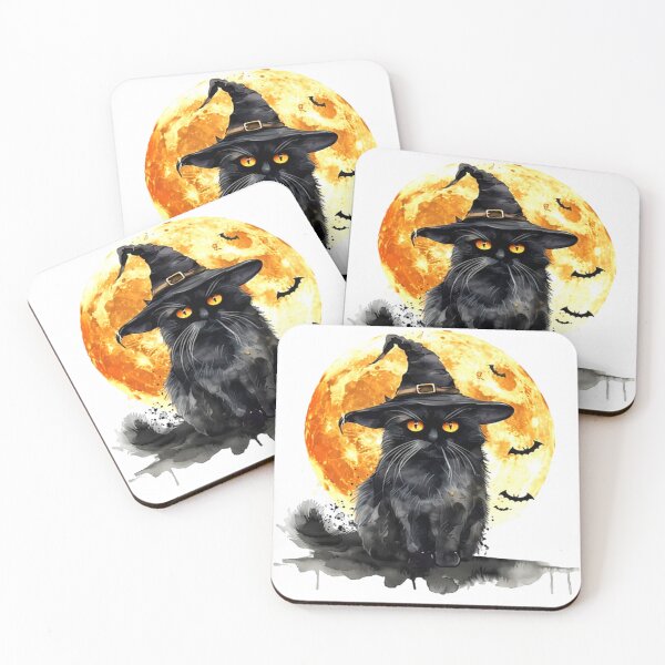 Item preview, black cat with moon halloween colorful halloween animal design designed and sold by SmashingDeals.