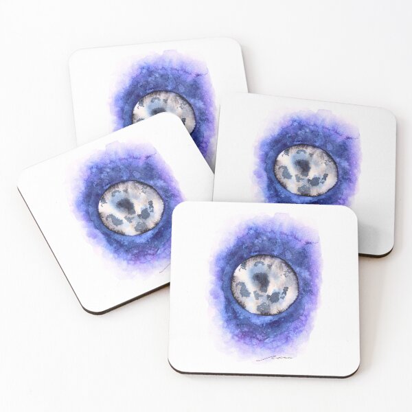 Item preview, Indigo Full Moon Watercolour: Celestial Night Sky Art designed and sold by ArithraStudio.