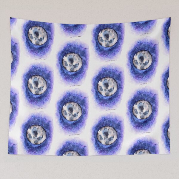 Item preview, Indigo Full Moon Watercolour: Celestial Night Sky Art designed and sold by ArithraStudio.