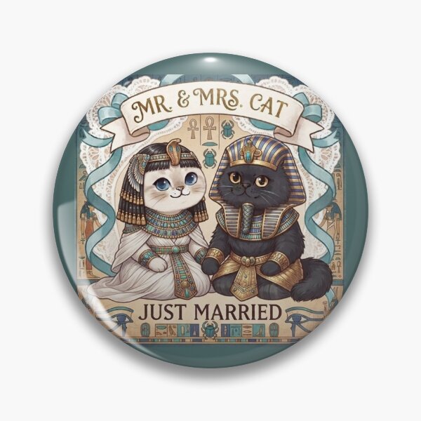 Item preview, Ancient Egyptian Pharoah & Queen Cats - Mr. & Mrs. Cat Just Married Cute Art designed and sold by PetalsPaws.