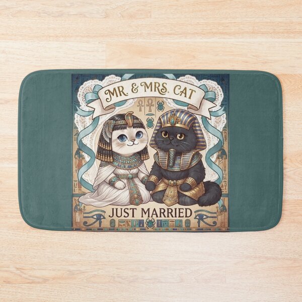 Item preview, Ancient Egyptian Pharoah & Queen Cats - Mr. & Mrs. Cat Just Married Cute Art designed and sold by PetalsPaws.