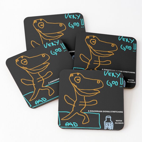 Artikelvorschau, Dinosaurier beim Dehnen, gezeichnet mit Paint und Canva (kostenlos) entworfen und verkauft von Code6Coffee.