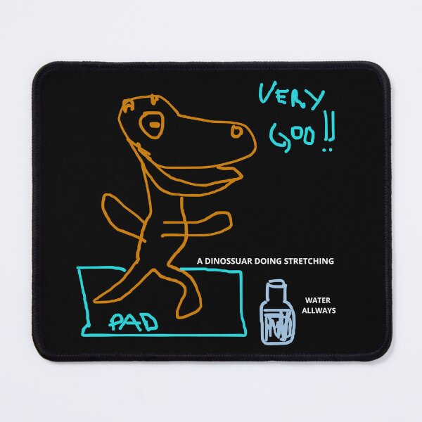 Item preview, dinossaur doing stretching drawn with Paint and Canva for free designed and sold by Code6Coffee.
