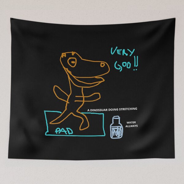 Artikelvorschau, Dinosaurier beim Dehnen, gezeichnet mit Paint und Canva (kostenlos) entworfen und verkauft von Code6Coffee.