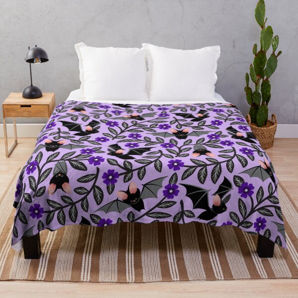 Item preview, Bats and flowers on purple designed and sold by Jennifer Ladd.