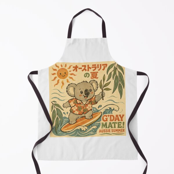 Item preview, G'day Mate Aussie Summer Cute Koala Surfing Japanese Vintage Art designed and sold by Yellowriversss.